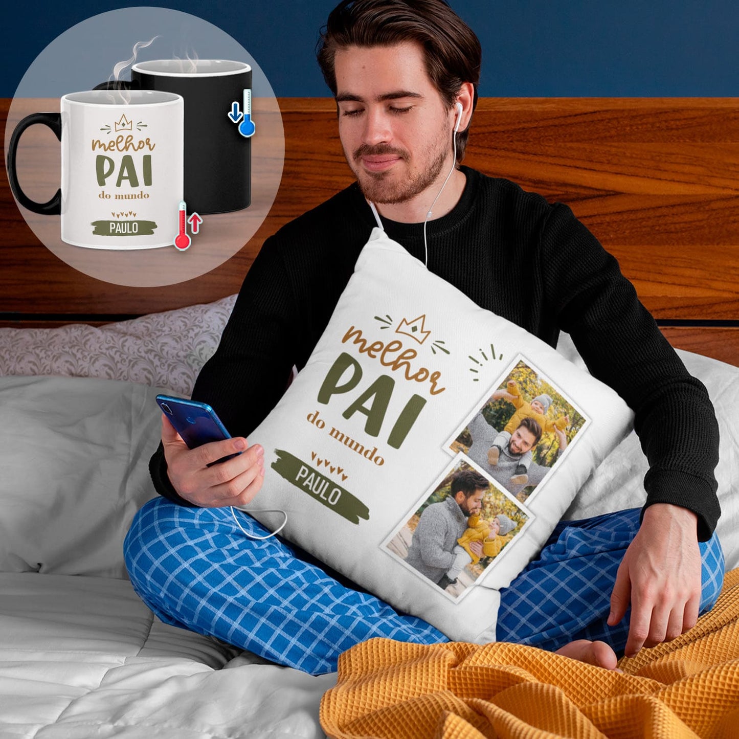 Almofada e/ou Caneca Mágica "Melhor do Mundo ♡"