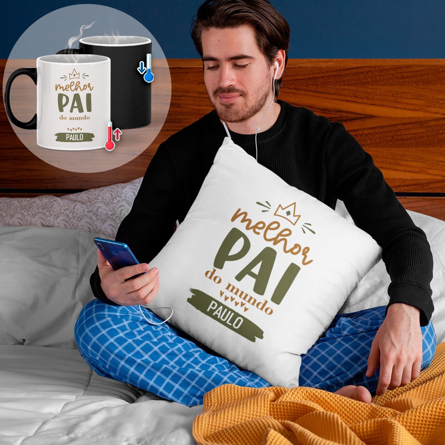 Almofada e/ou Caneca Mágica "Melhor do Mundo ♡"