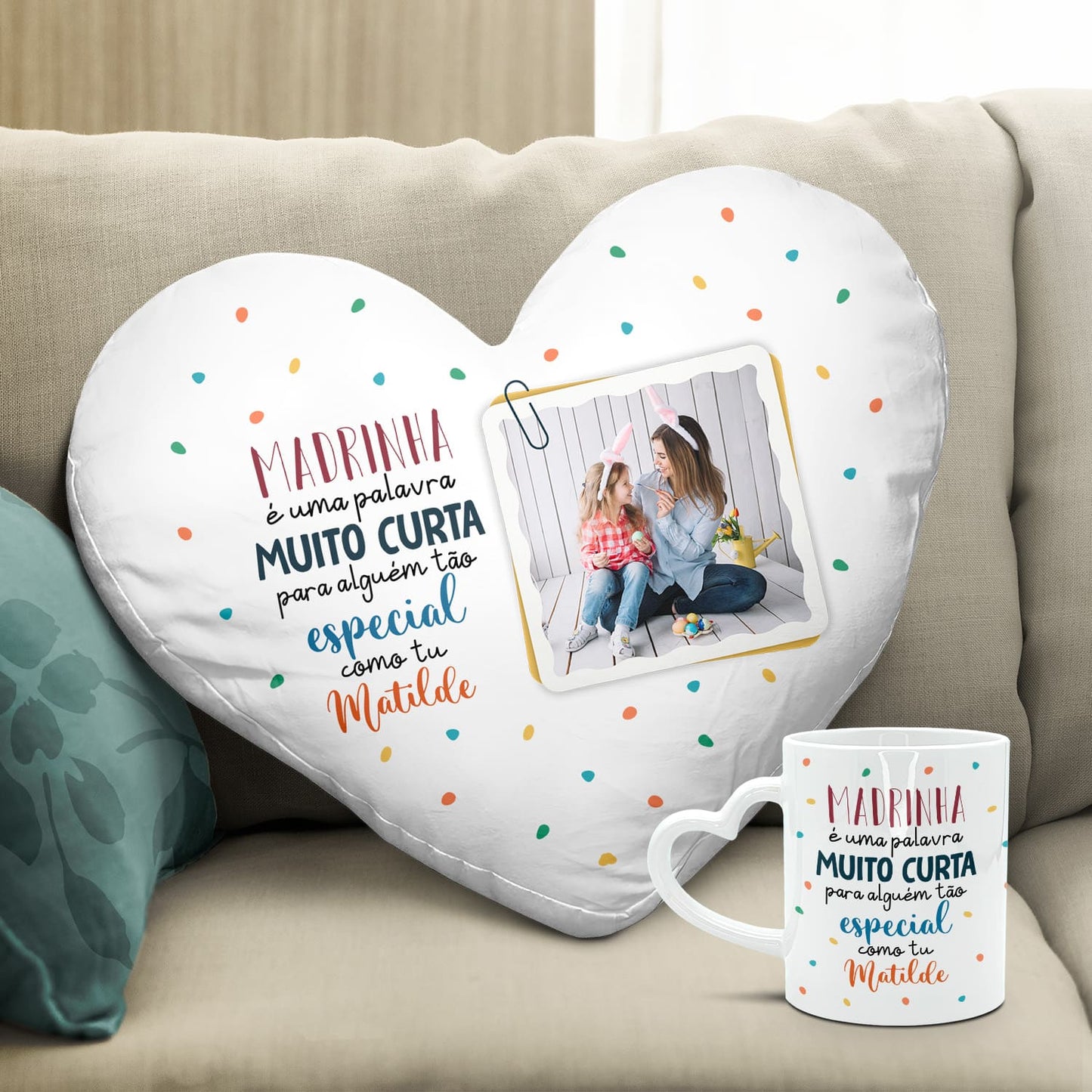 Almofada coração e/ou Caneca pega coração "Para alguém tão especial"
