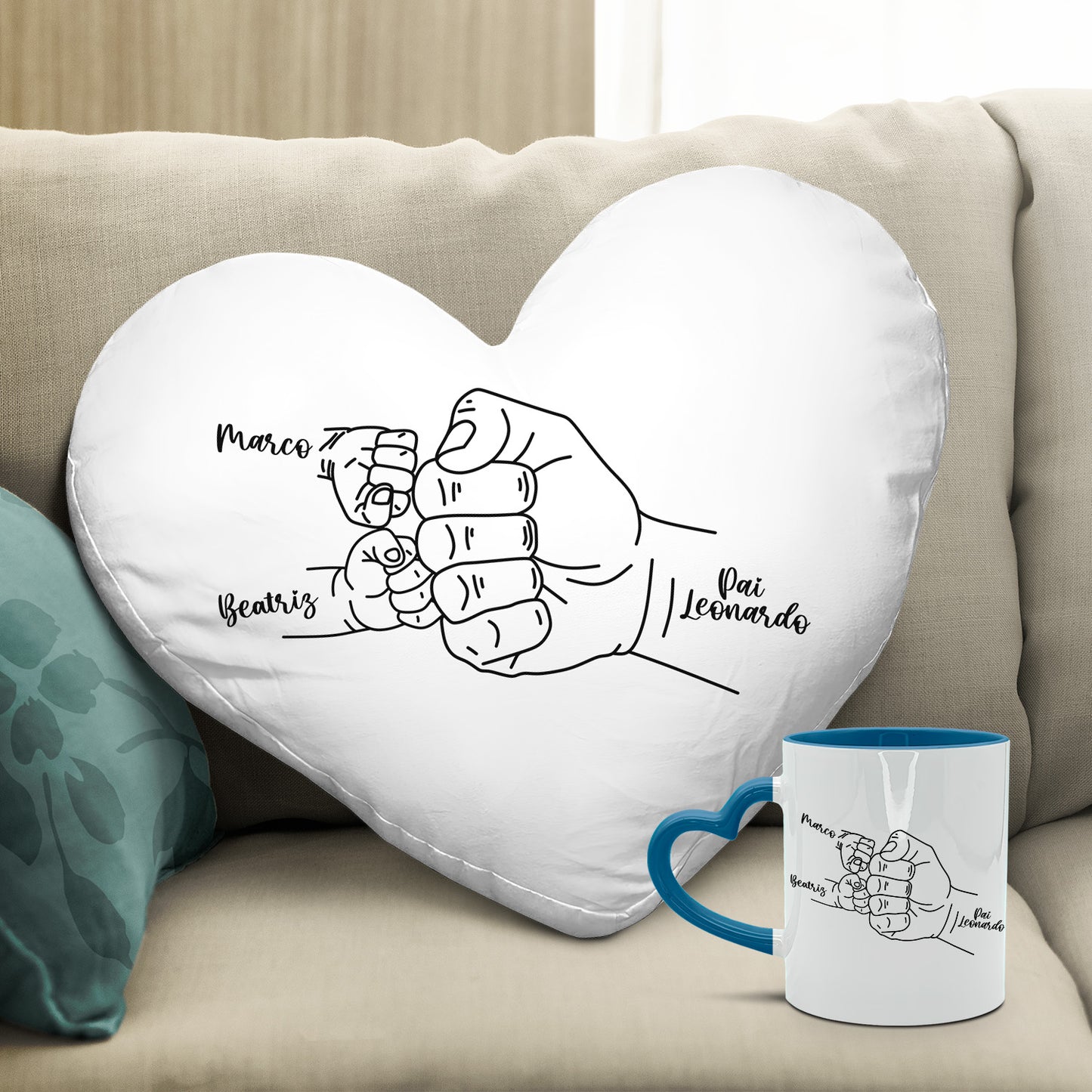 Almofada coração e/ou Caneca pega coração "Pacto de União"