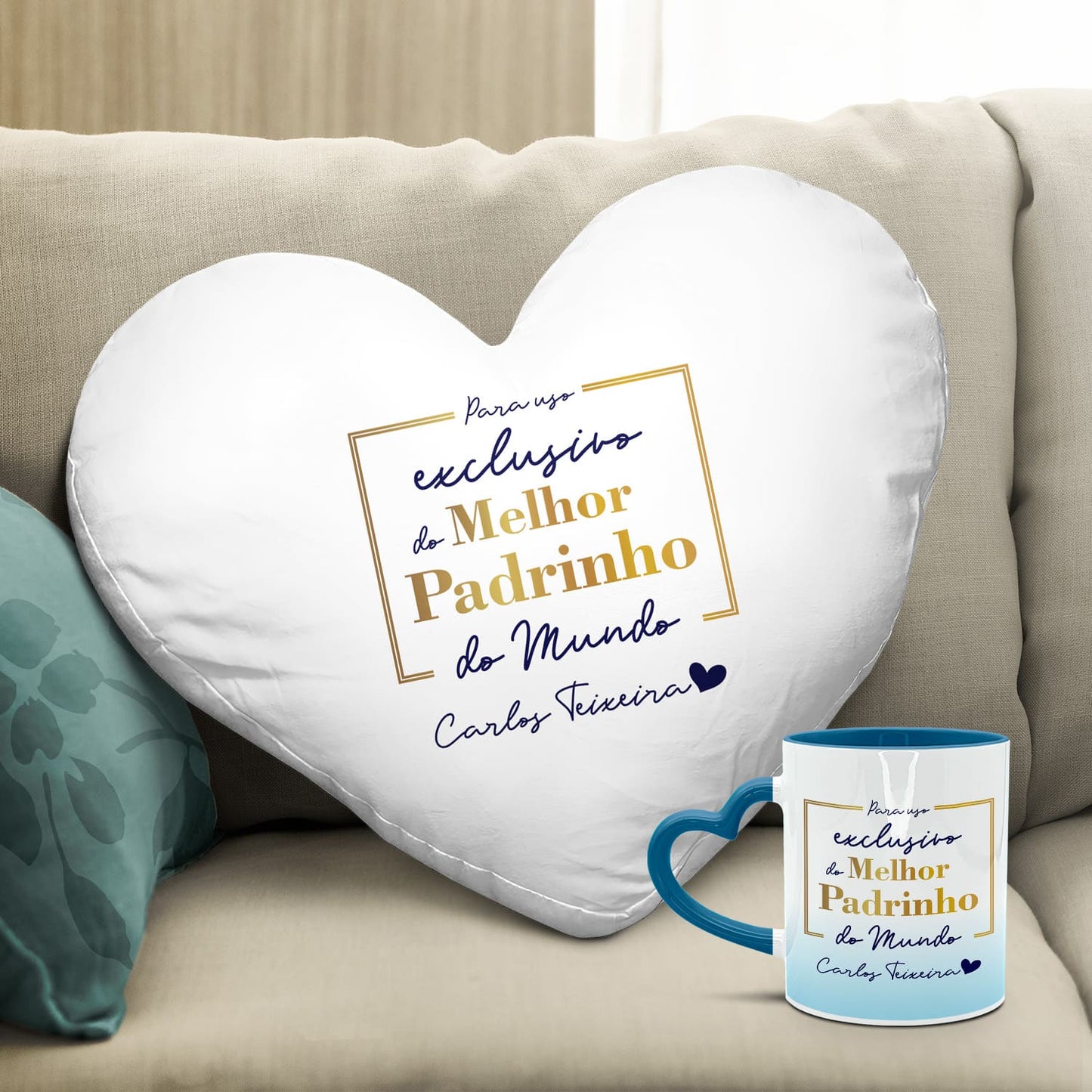 Almofada coração e/ou Caneca pega coração "Para uso exclusivo"