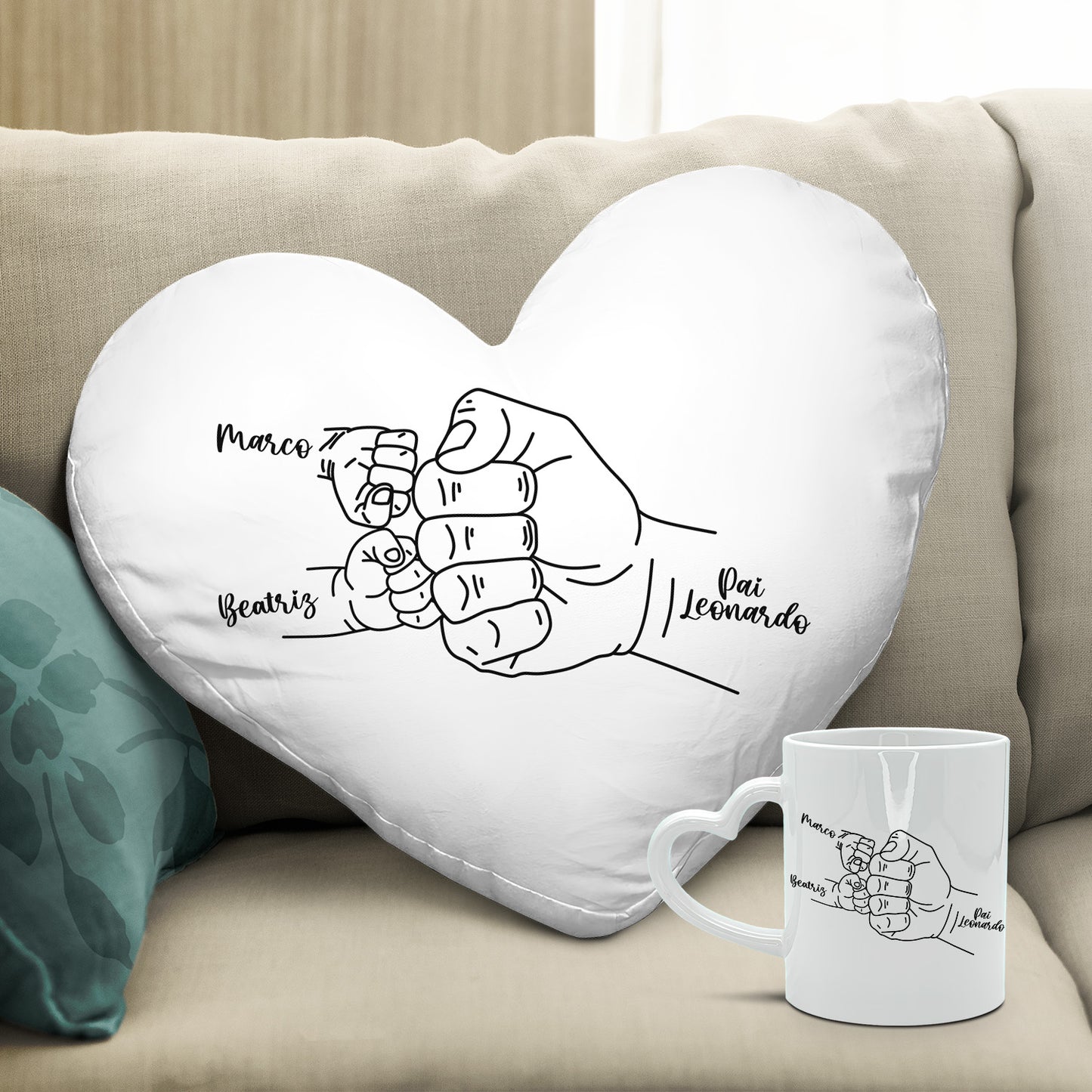 Almofada coração e/ou Caneca pega coração "Pacto de União"