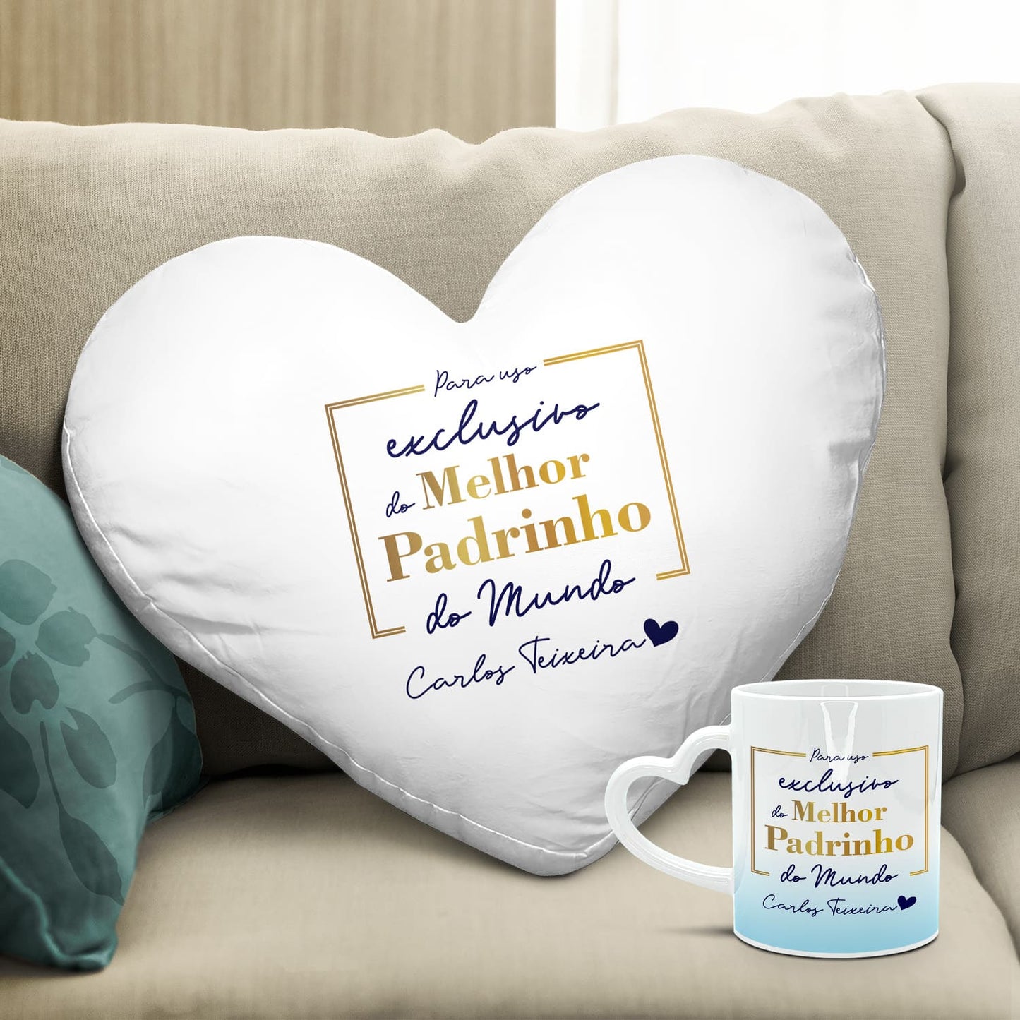 Almofada coração e/ou Caneca pega coração "Para uso exclusivo"
