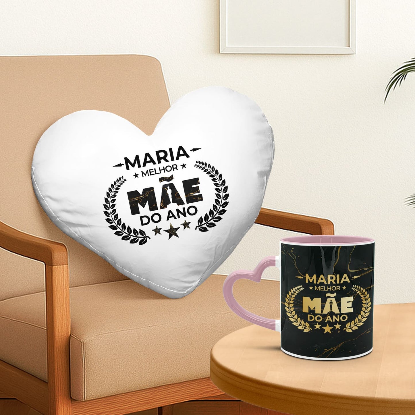 Almofada coração e/ou Caneca pega coração "Óscar: melhor mãe do ano"