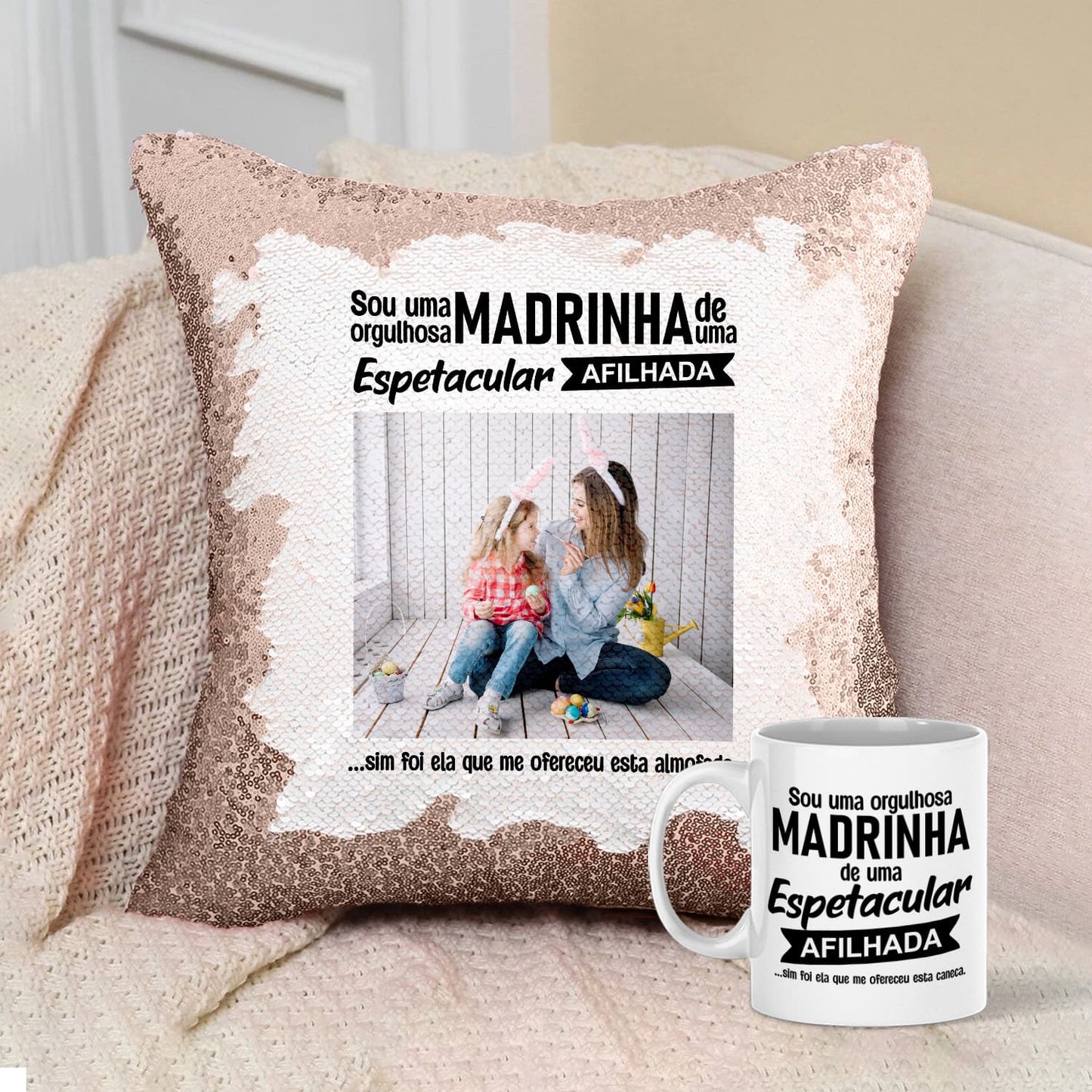 Almofada Lantejoulas e/ou Caneca "Orgulhoso(a)"