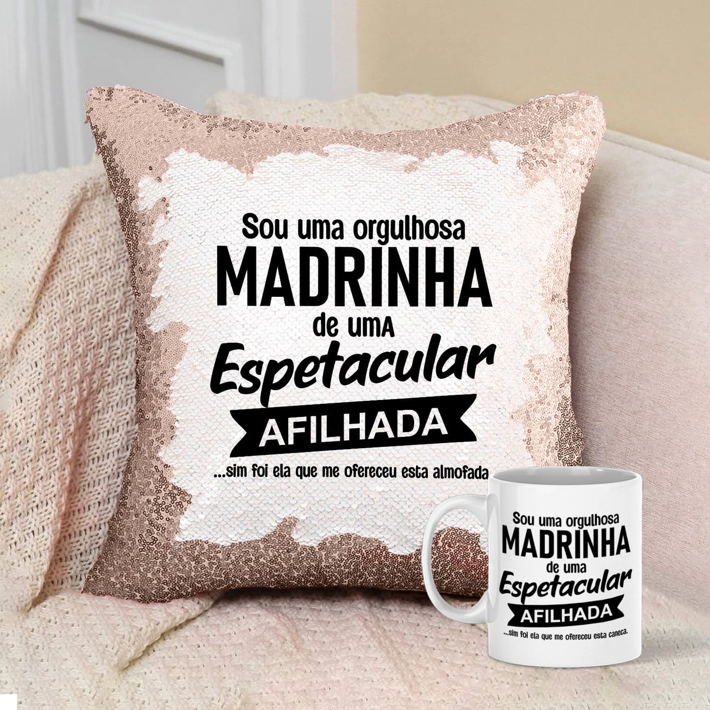 Almofada Lantejoulas e/ou Caneca "Orgulhoso(a)"