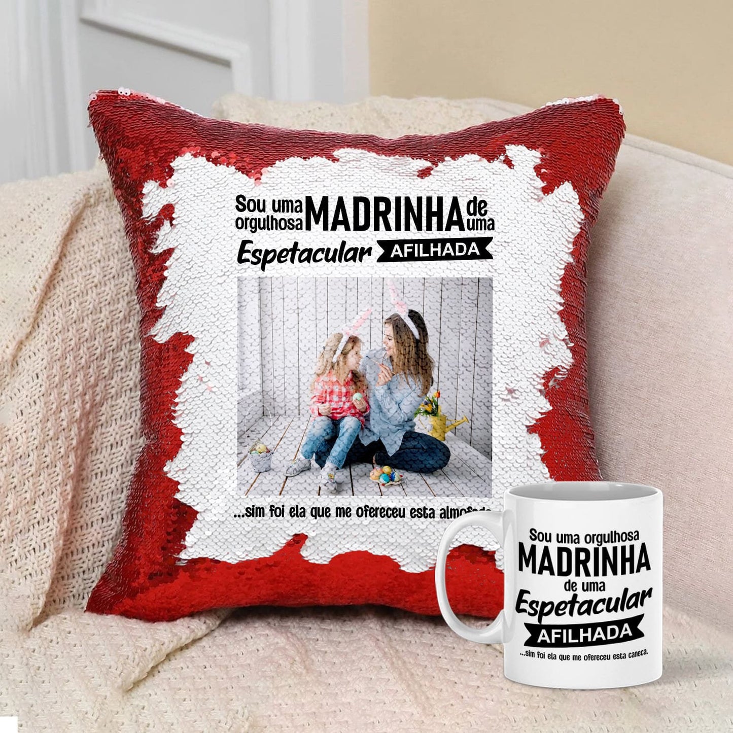 Almofada Lantejoulas e/ou Caneca "Orgulhoso(a)"