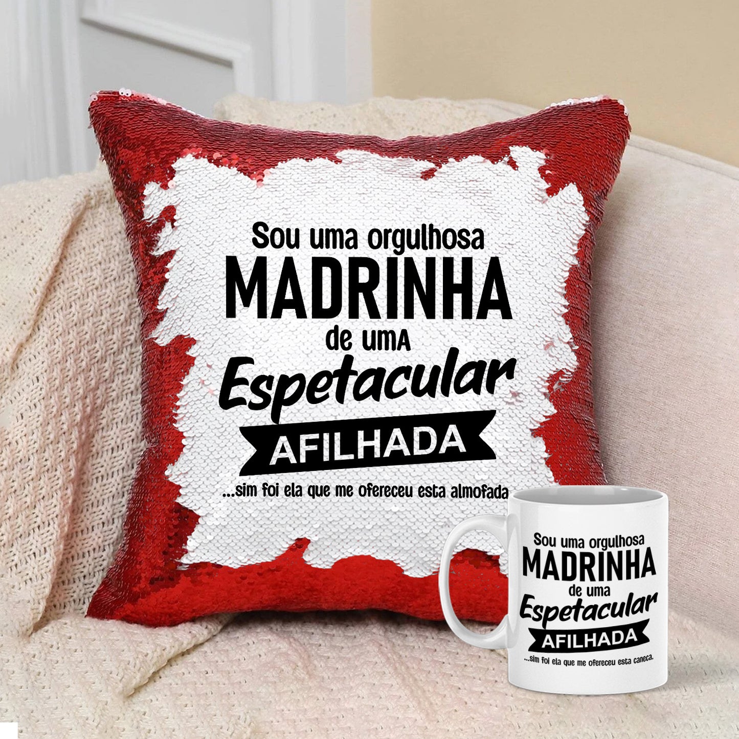 Almofada Lantejoulas e/ou Caneca "Orgulhoso(a)"