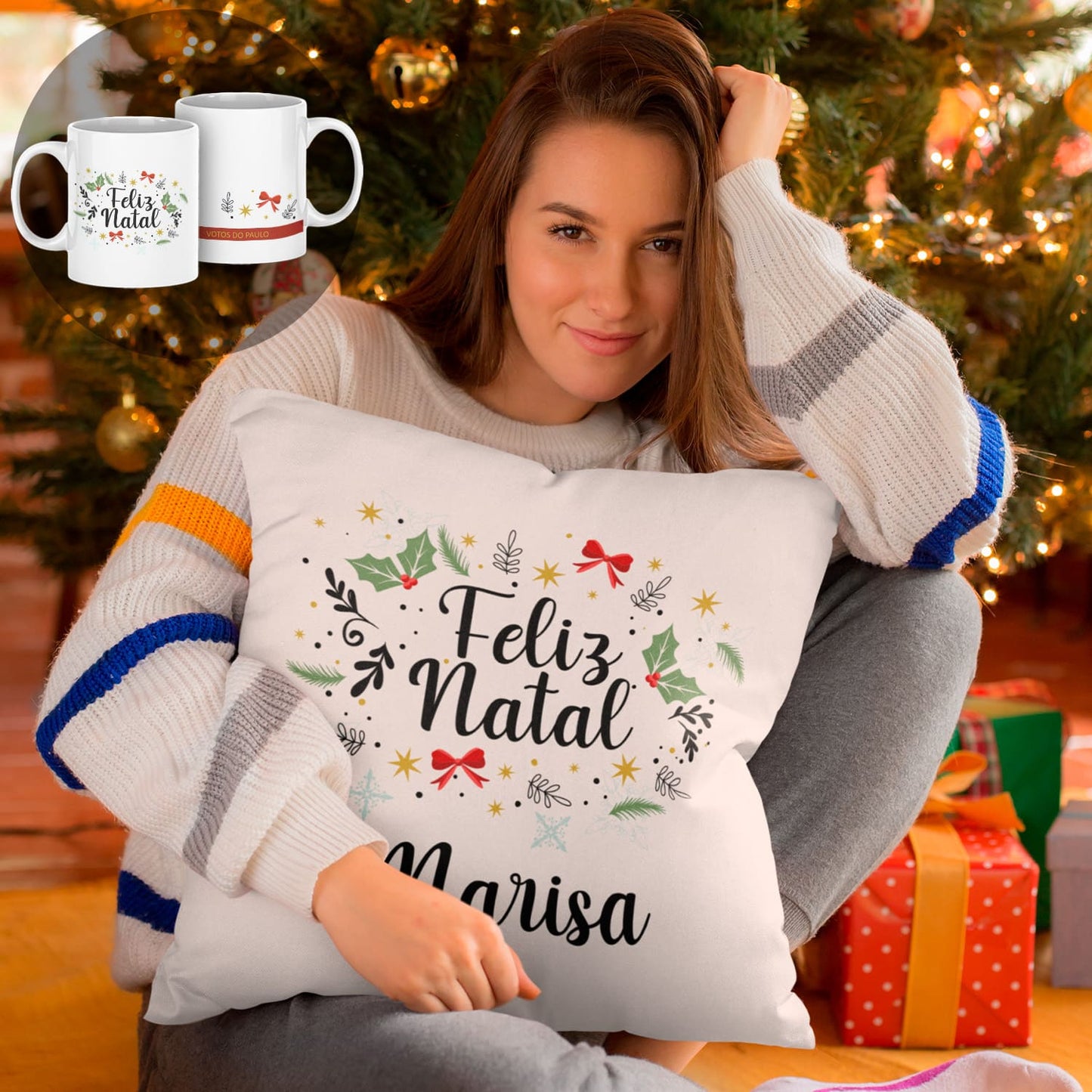Almofada e/ou Caneca "Enfeites de Natal"