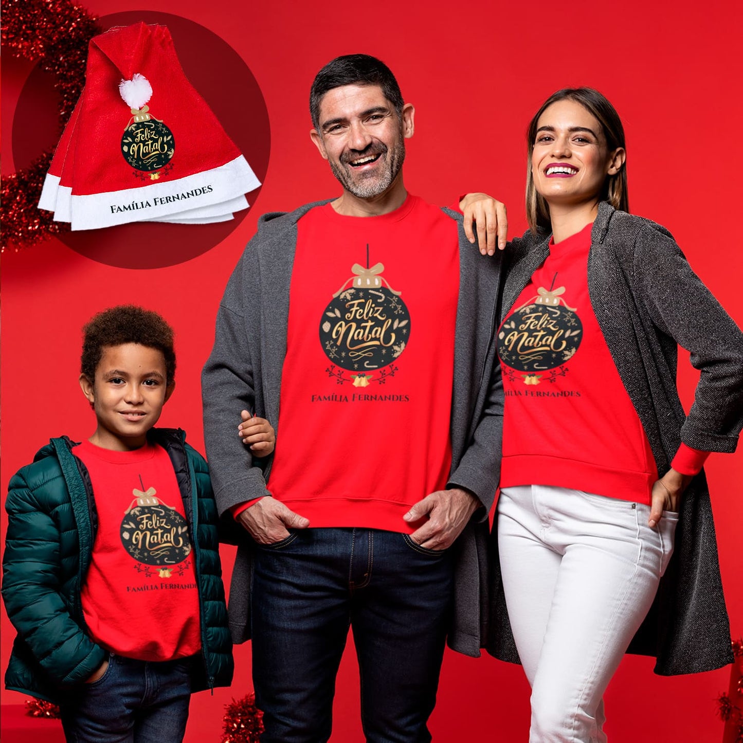 Camisola e/ou Gorro de Natal "Feliz Natal Dourado"