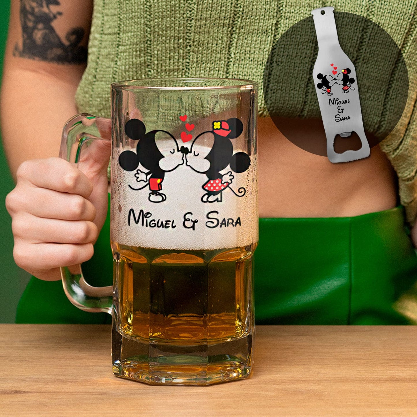 Caneca para Cerveja e/ou Abre-garrafas "Apaixonados"