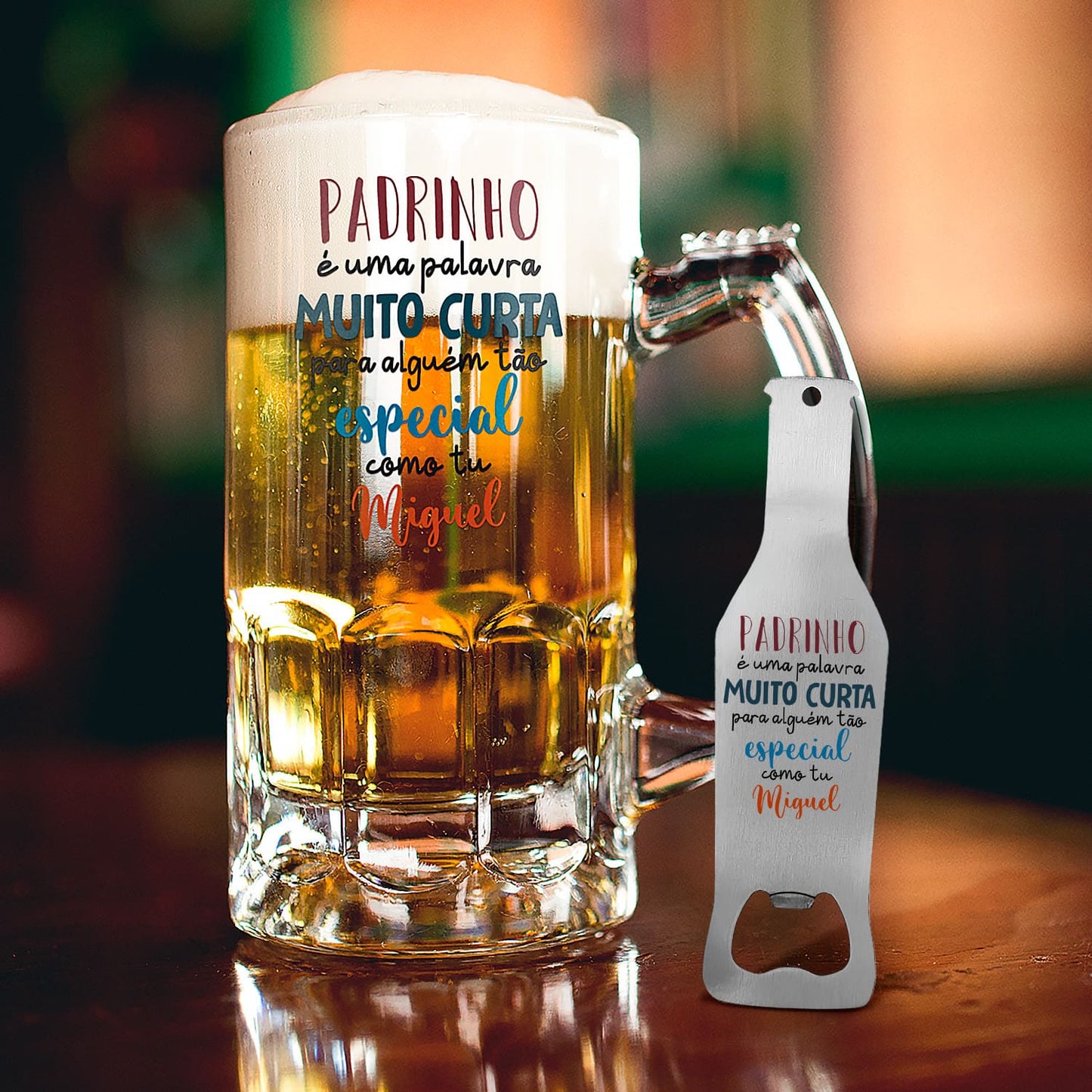 Caneca para Cerveja e/ou Abre-garrafas "Para alguém tão especial"