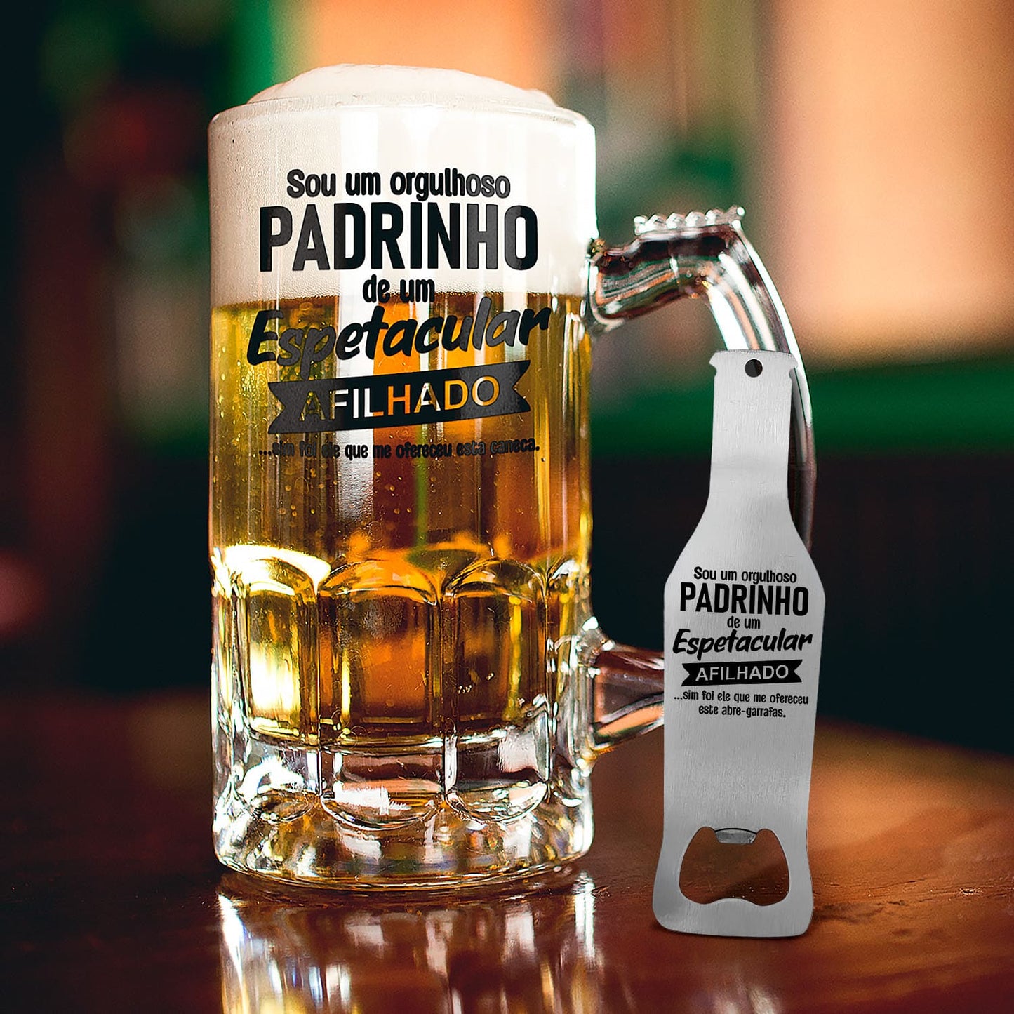 Caneca para Cerveja e/ou Abre-garrafas "Orgulhoso(a)"