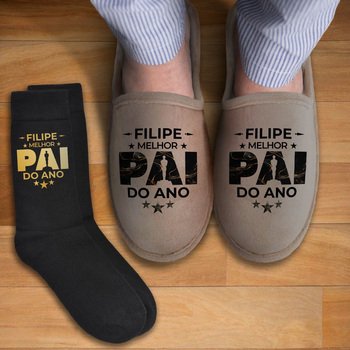 Chinelos e/ou Meias "Óscar: melhor pai do ano"