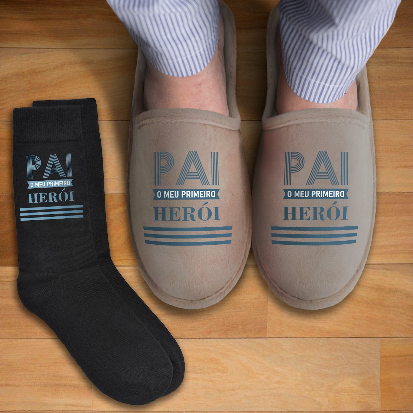 Chinelos e/ou Meias "Pai o meu primeiro herói"