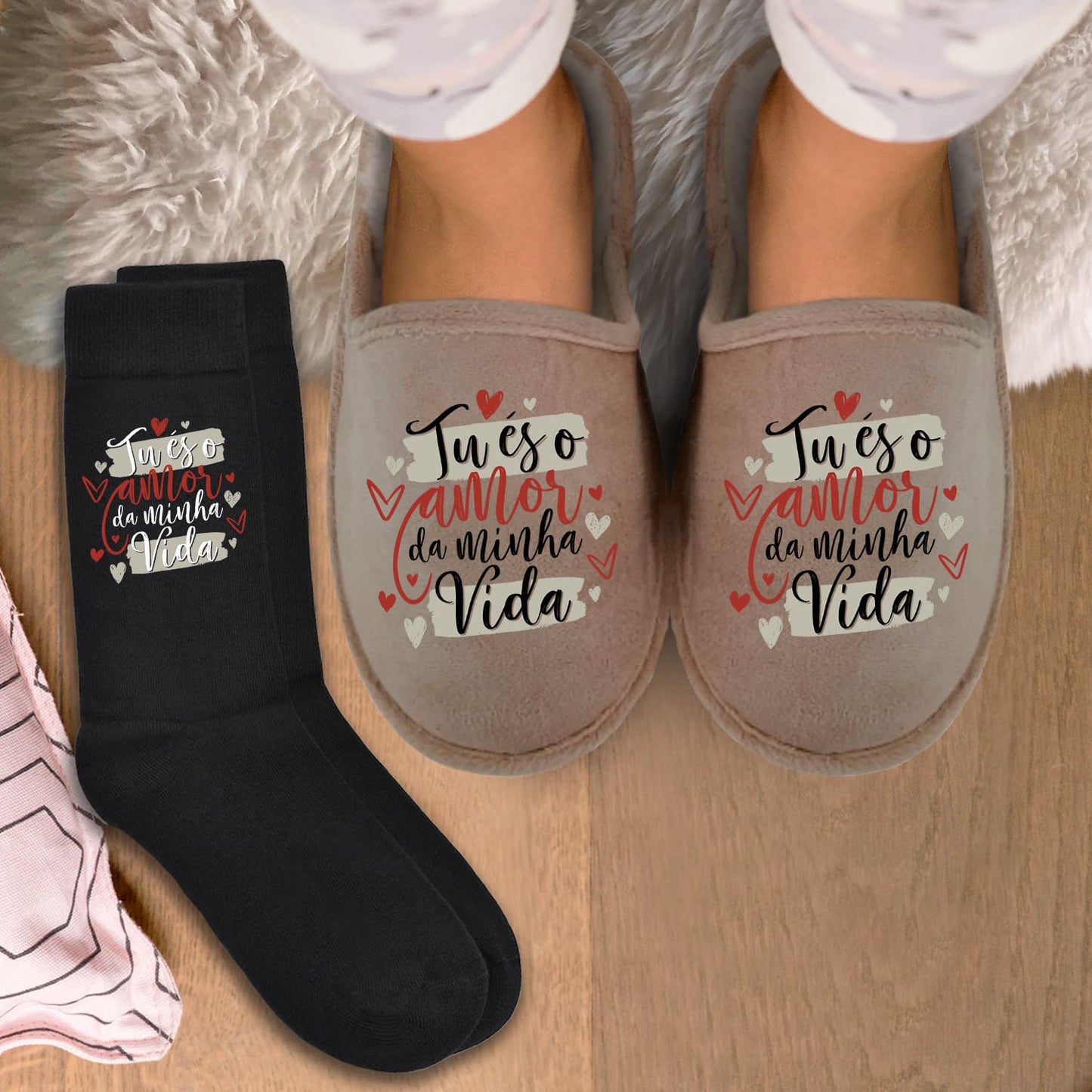 Chinelos e/ou Meias "Tu és o amor da minha vida"