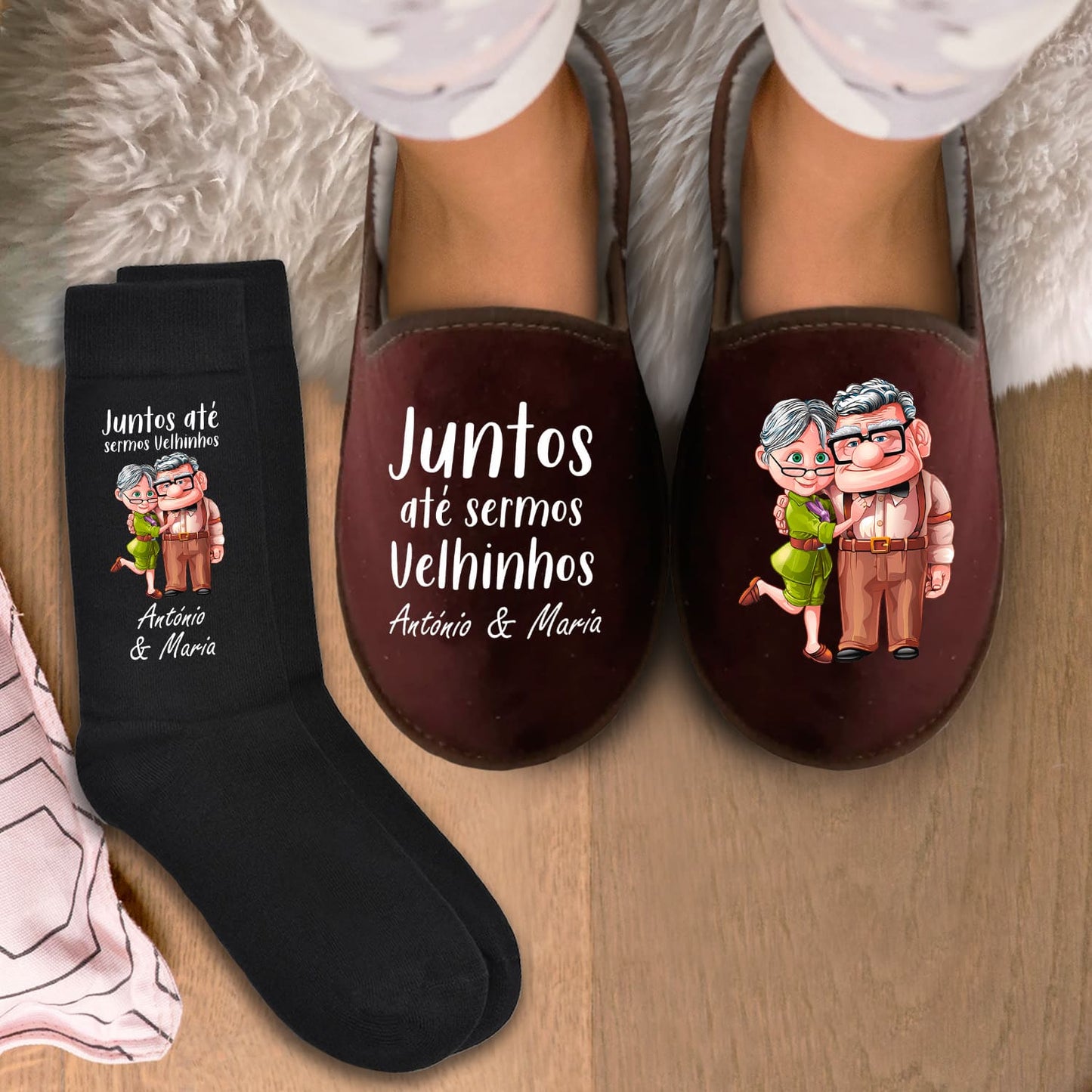 Chinelos e/ou Meias "Juntos até sermos velhinhos"