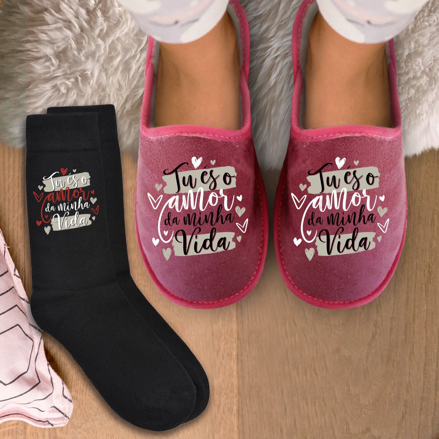 Chinelos e/ou Meias "Tu és o amor da minha vida"