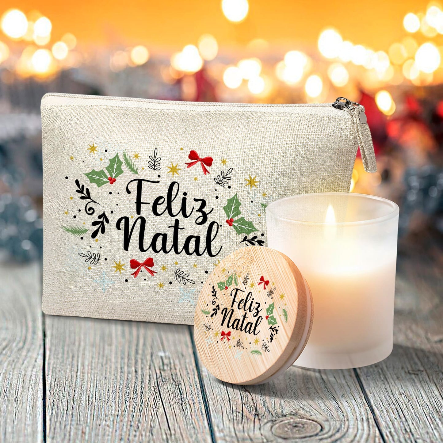 Necessaire e/ou Vela "Enfeites de Natal"
