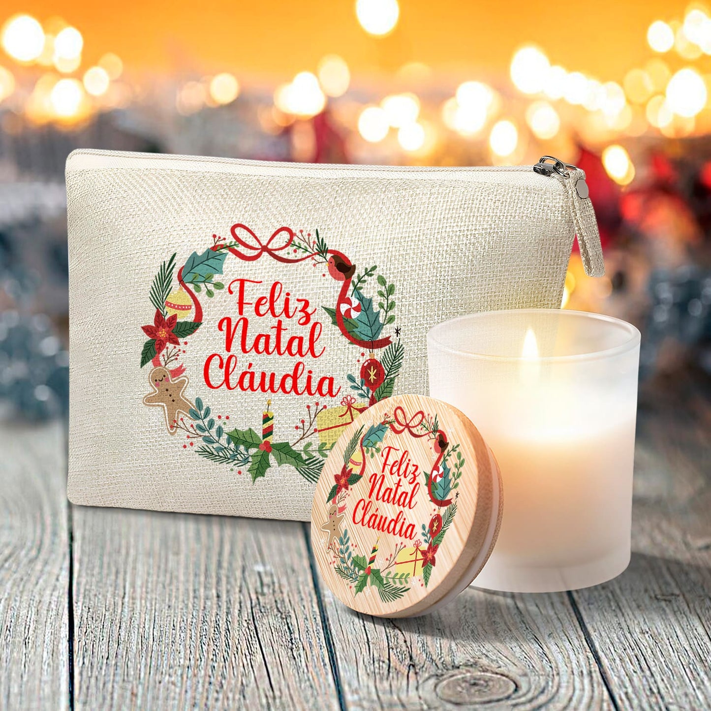 Necessaire e/ou Vela "Feliz Natal"