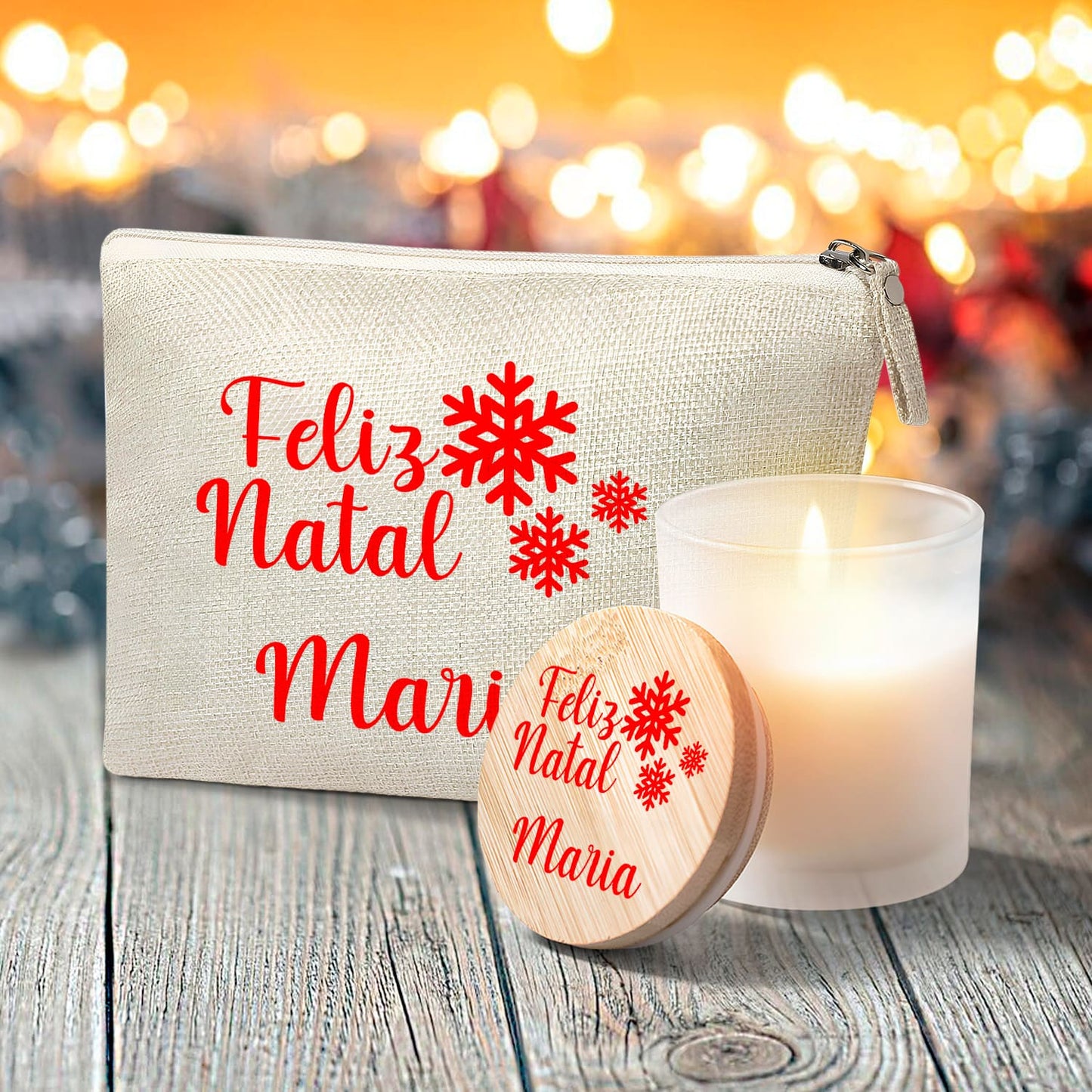 Necessaire e/ou Vela "Feliz Natal (neve)"