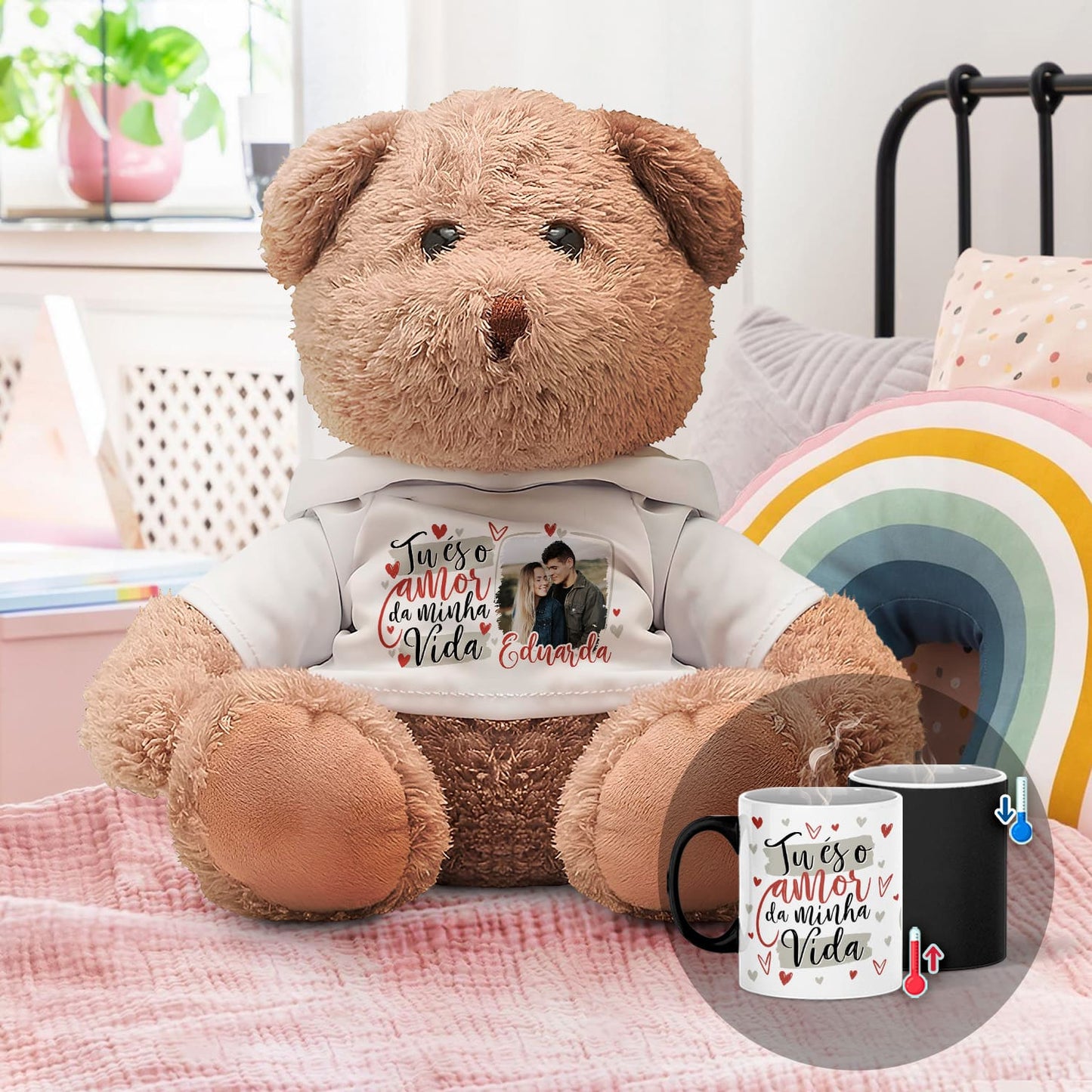 Peluche e/ou Caneca Mágica "Tu és o amor da minha vida"