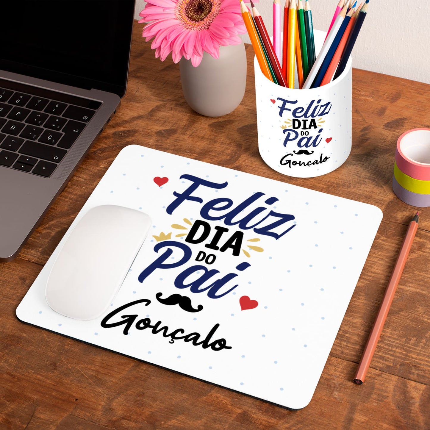 Tapete de rato e/ou Porta-lápis "Feliz Dia do Pai"