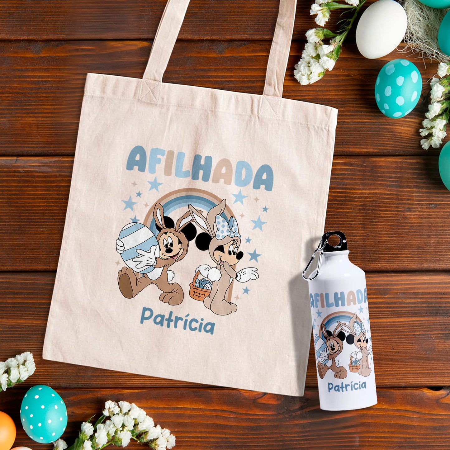 Saco de pano e/ou Garrafa "Páscoa Animada"