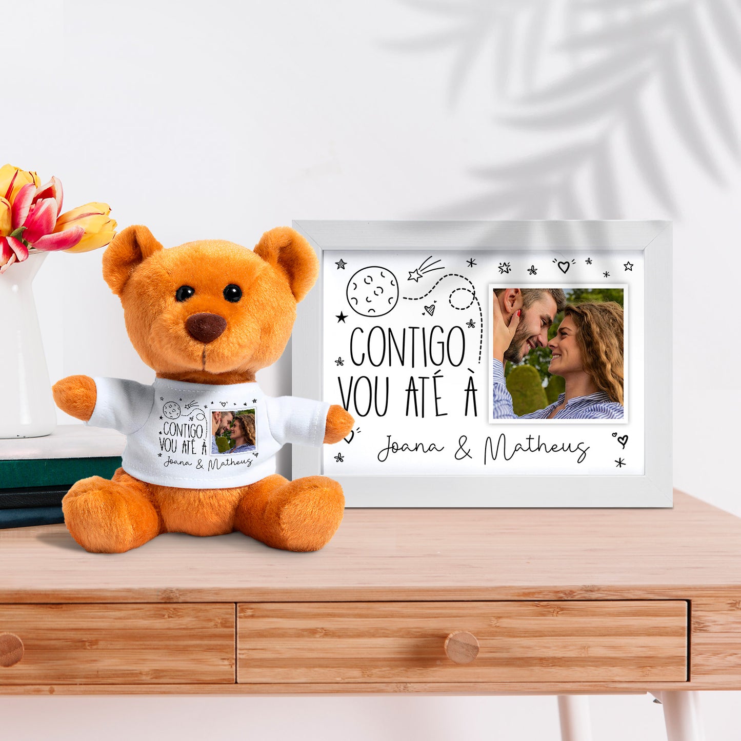 Ursinho e/ou Moldura "Contigo vou até à lua"