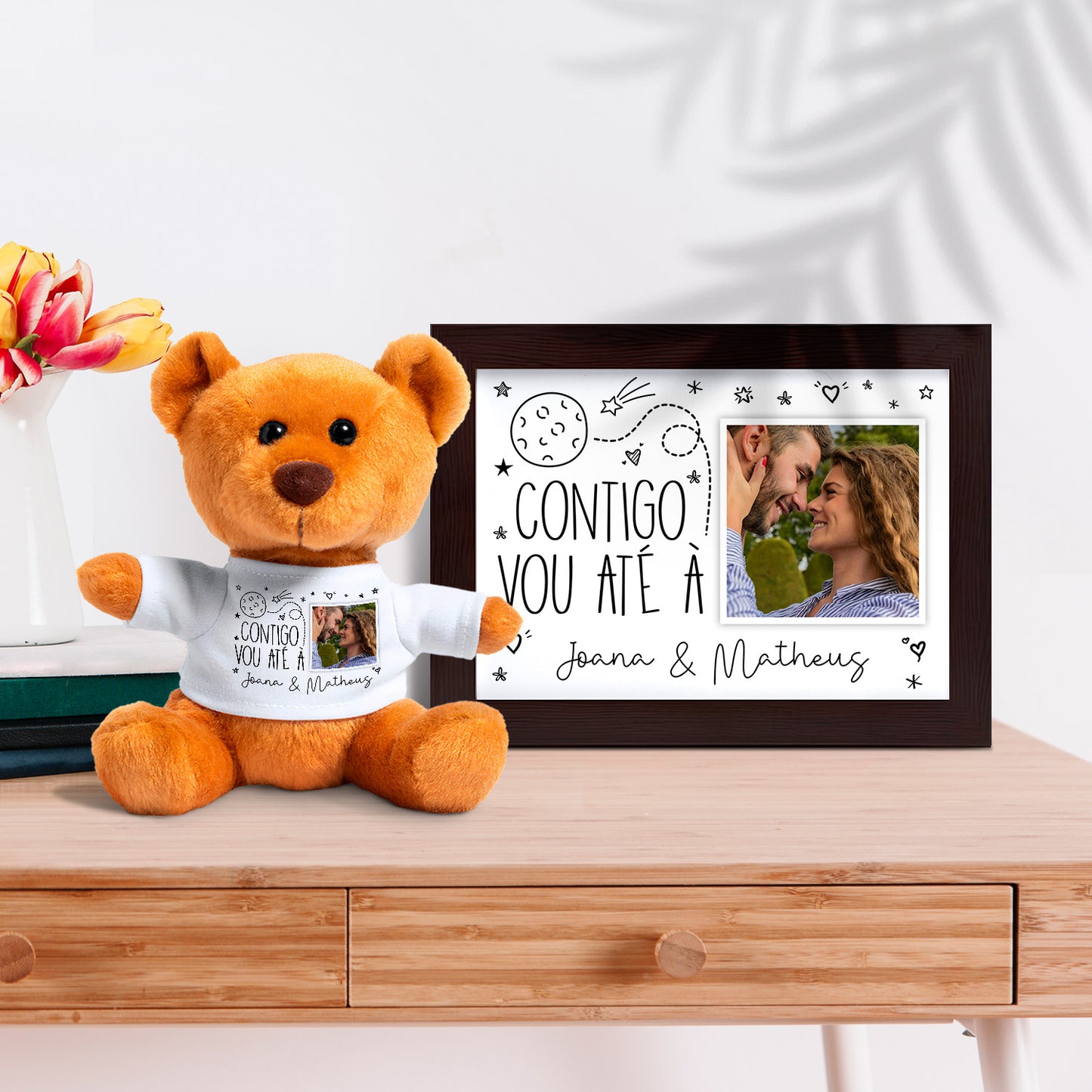 Ursinho e/ou Moldura "Contigo vou até à lua"