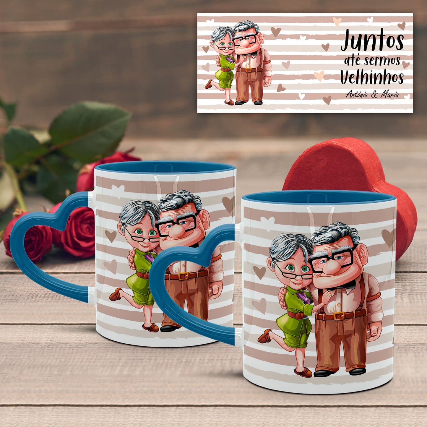 Caneca(s) Pega Coração "Juntos até sermos velhinhos"