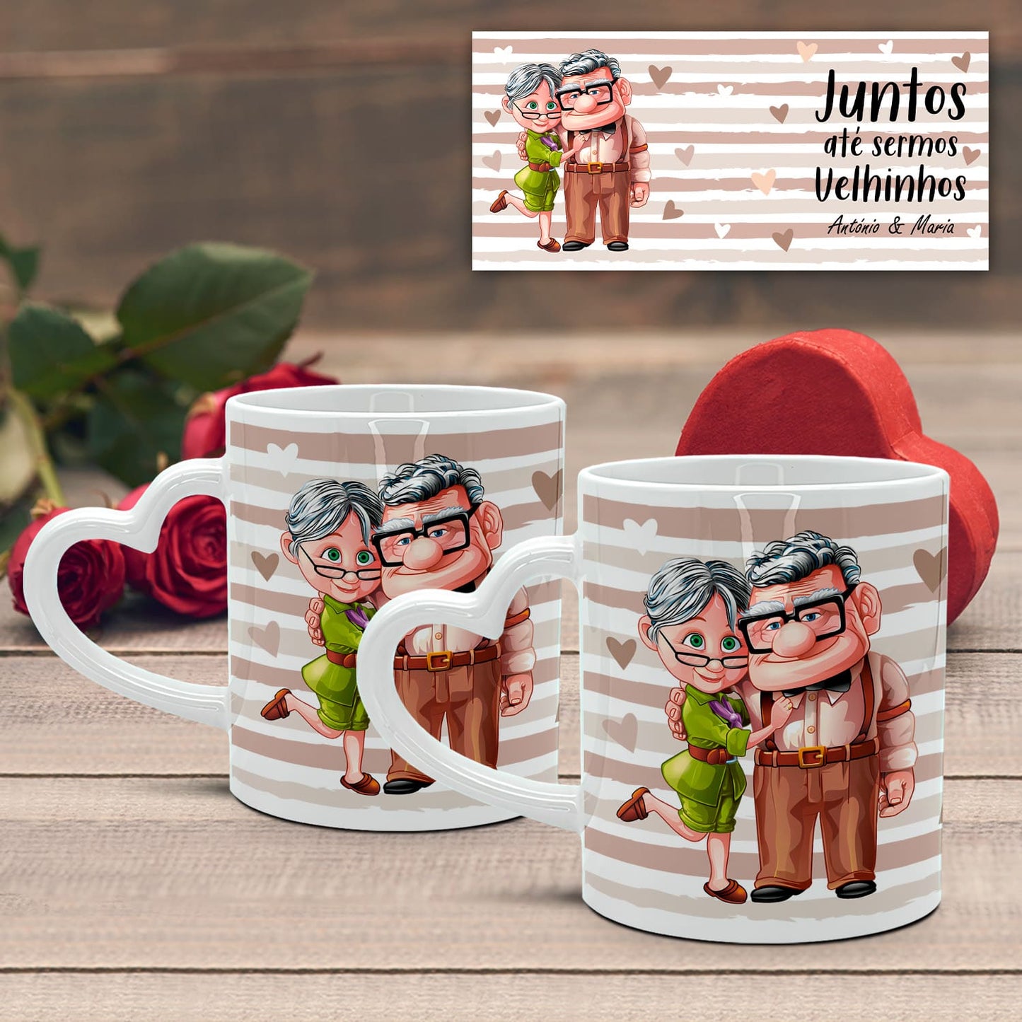 Caneca(s) Pega Coração "Juntos até sermos velhinhos"