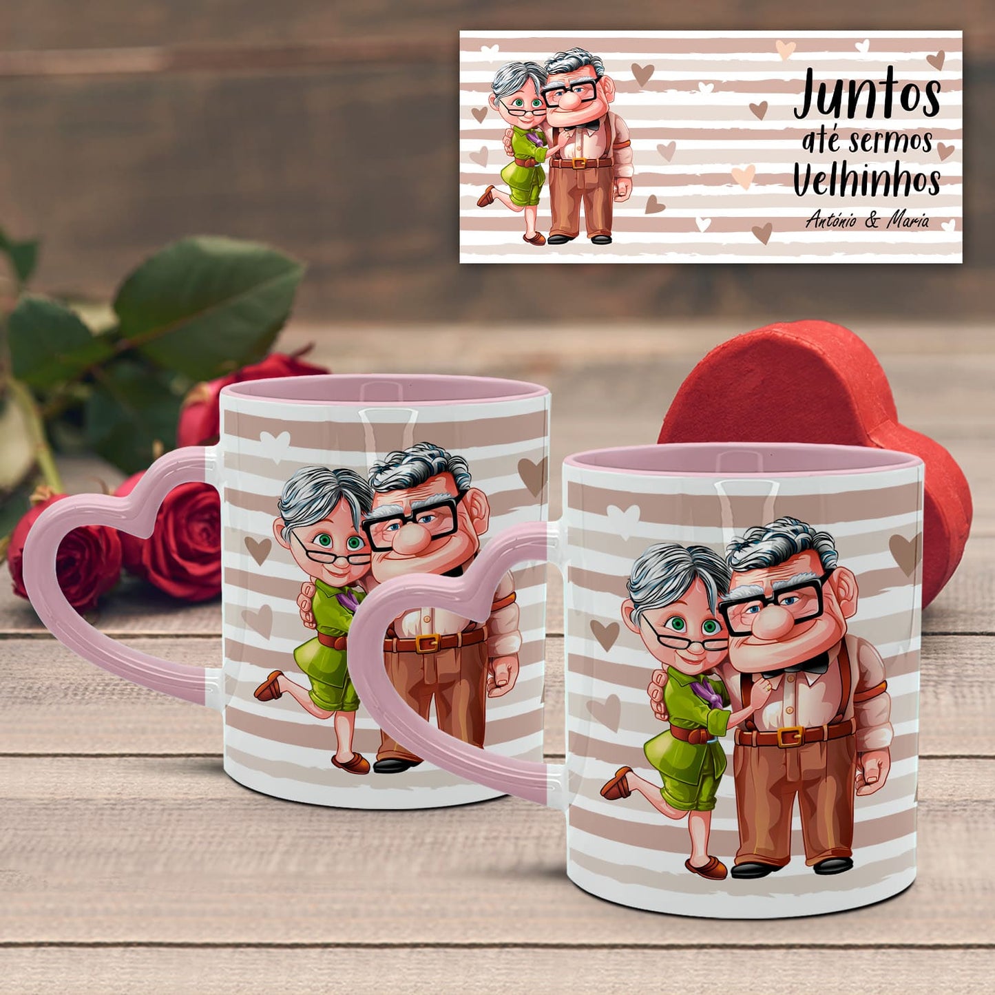 Caneca(s) Pega Coração "Juntos até sermos velhinhos"