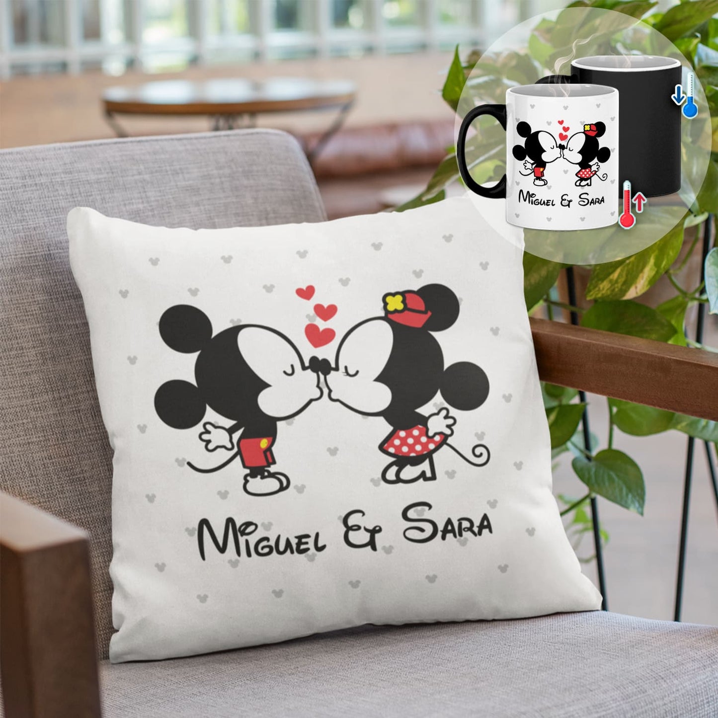 Almofada e/ou Caneca Mágica "Apaixonados"