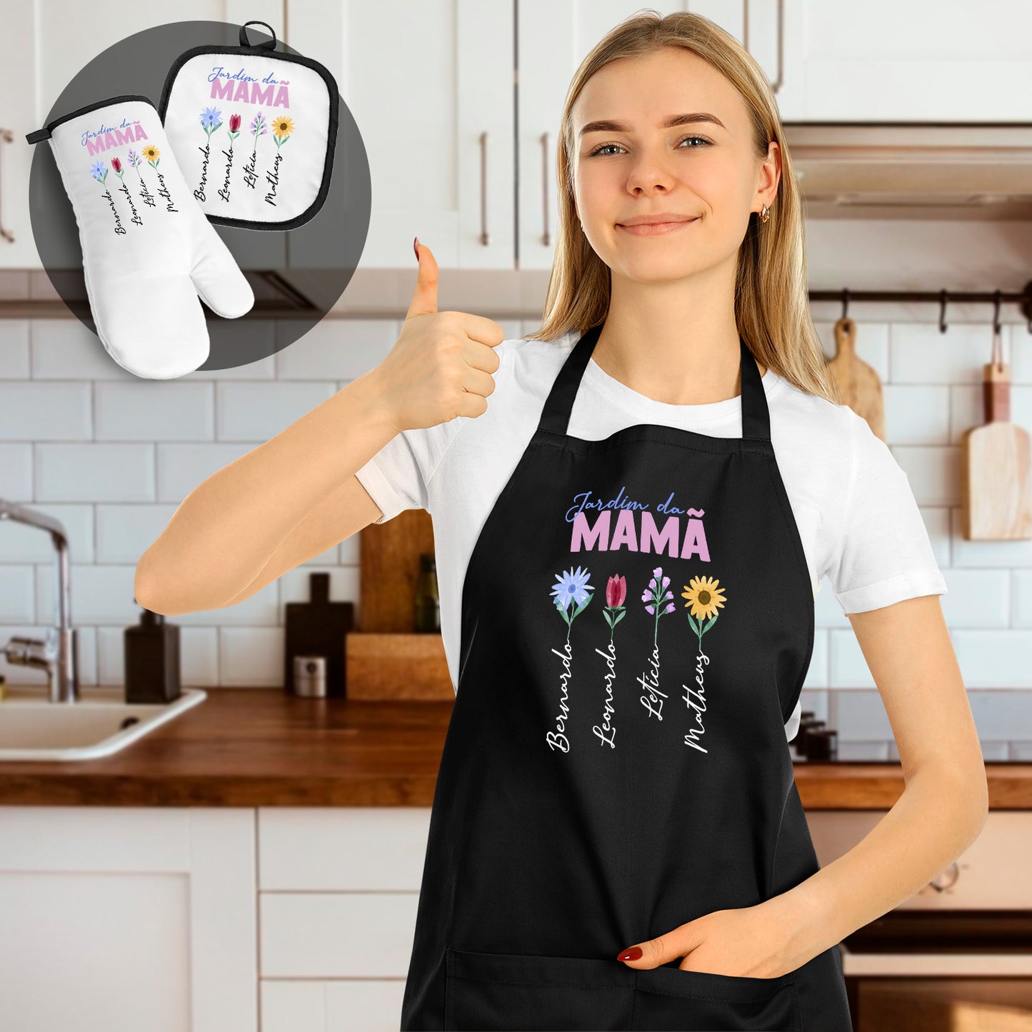 Avental e/ou Luva+Pega "Jardim"