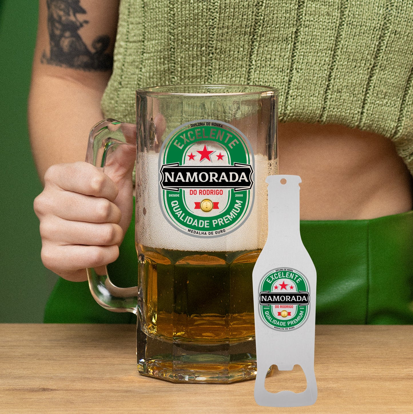 Caneca para Cerveja e/ou Abre-garrafas "Green"