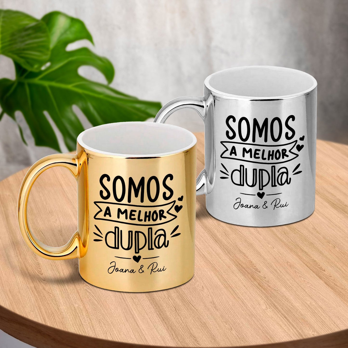 Caneca cromada "Somos a Melhor Dupla"