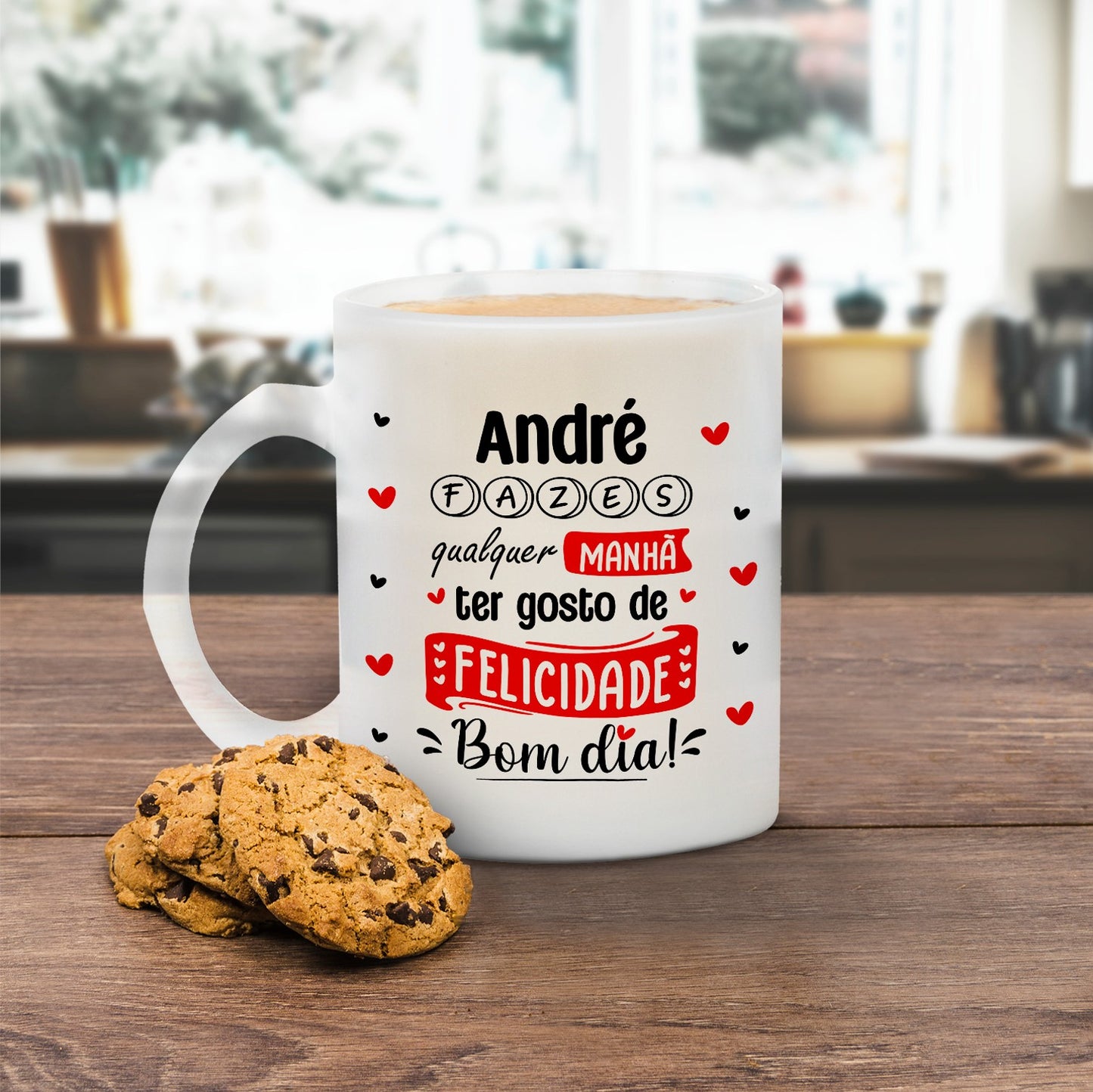 Caneca de vidro "Felicidade"