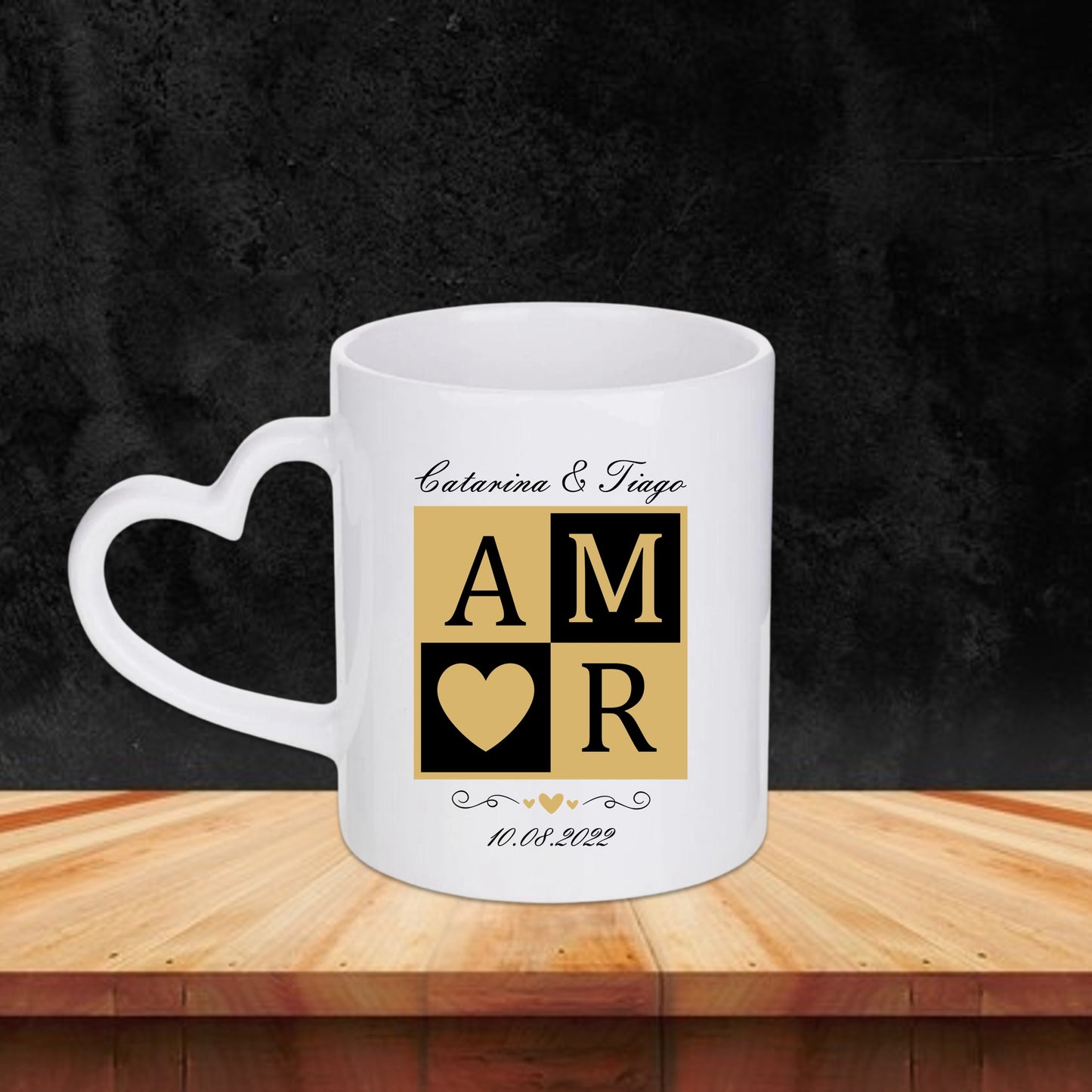Caneca Pega Coração "A M ♡ R"