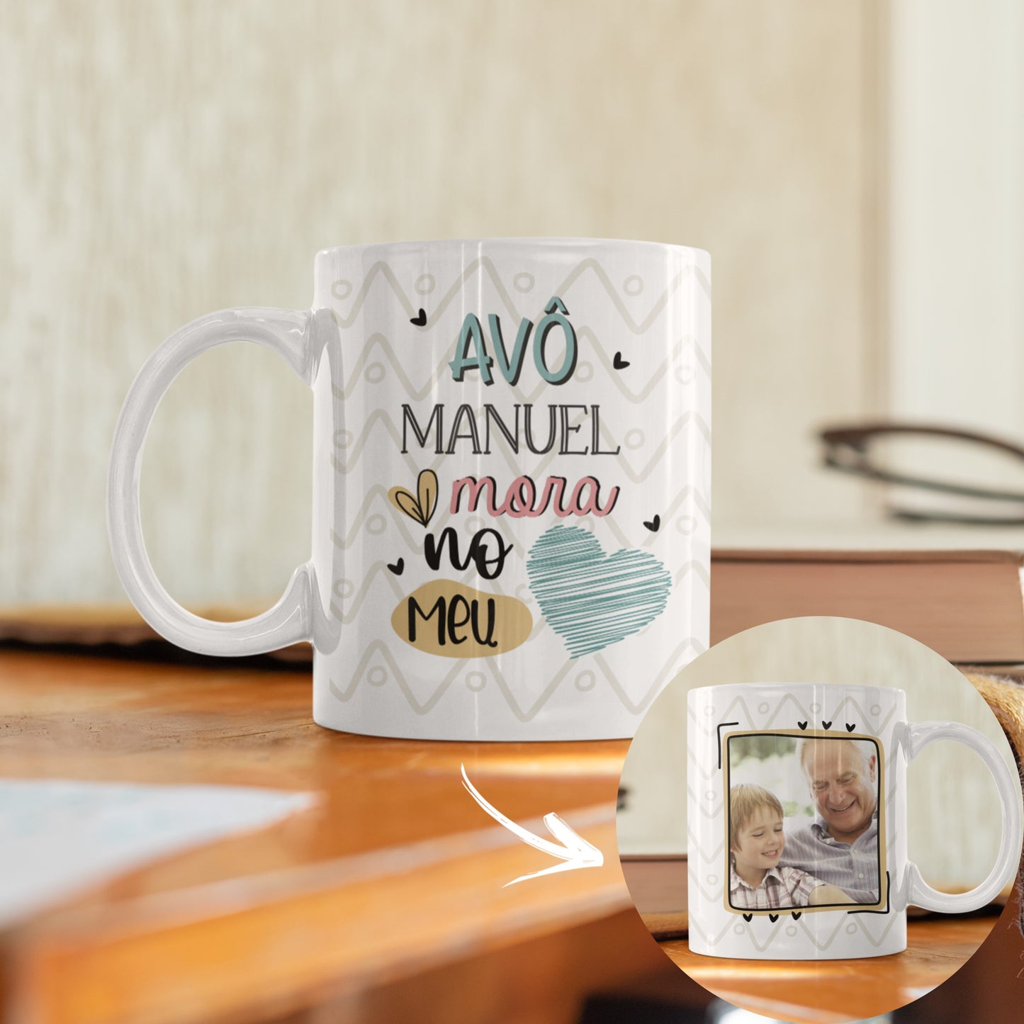 Caneca "Mora no meu coração"