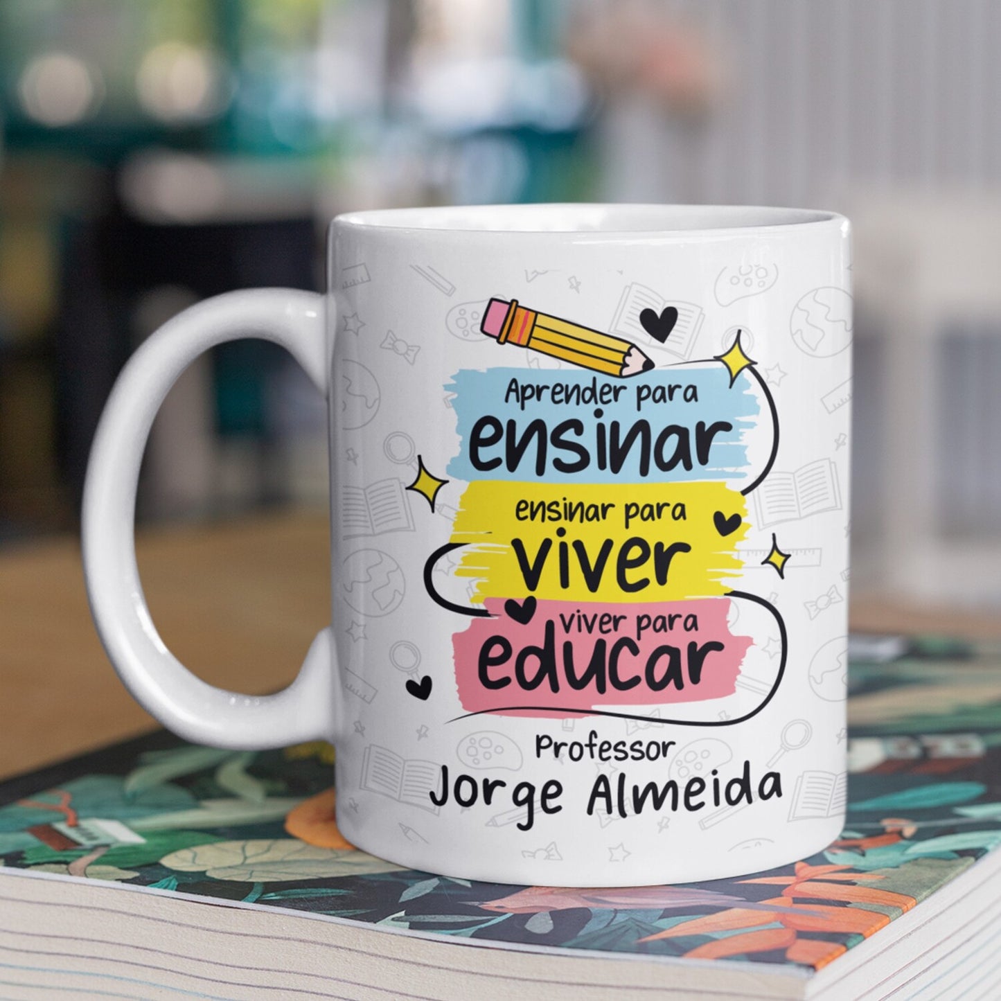 Caneca "Ensinar-Viver-Educar"