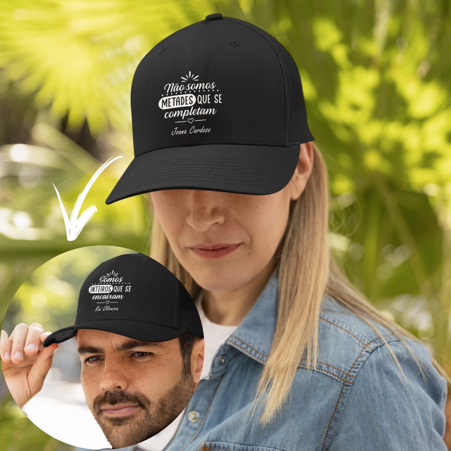 Conjunto 2 caps "Inteiros que se encaixam"