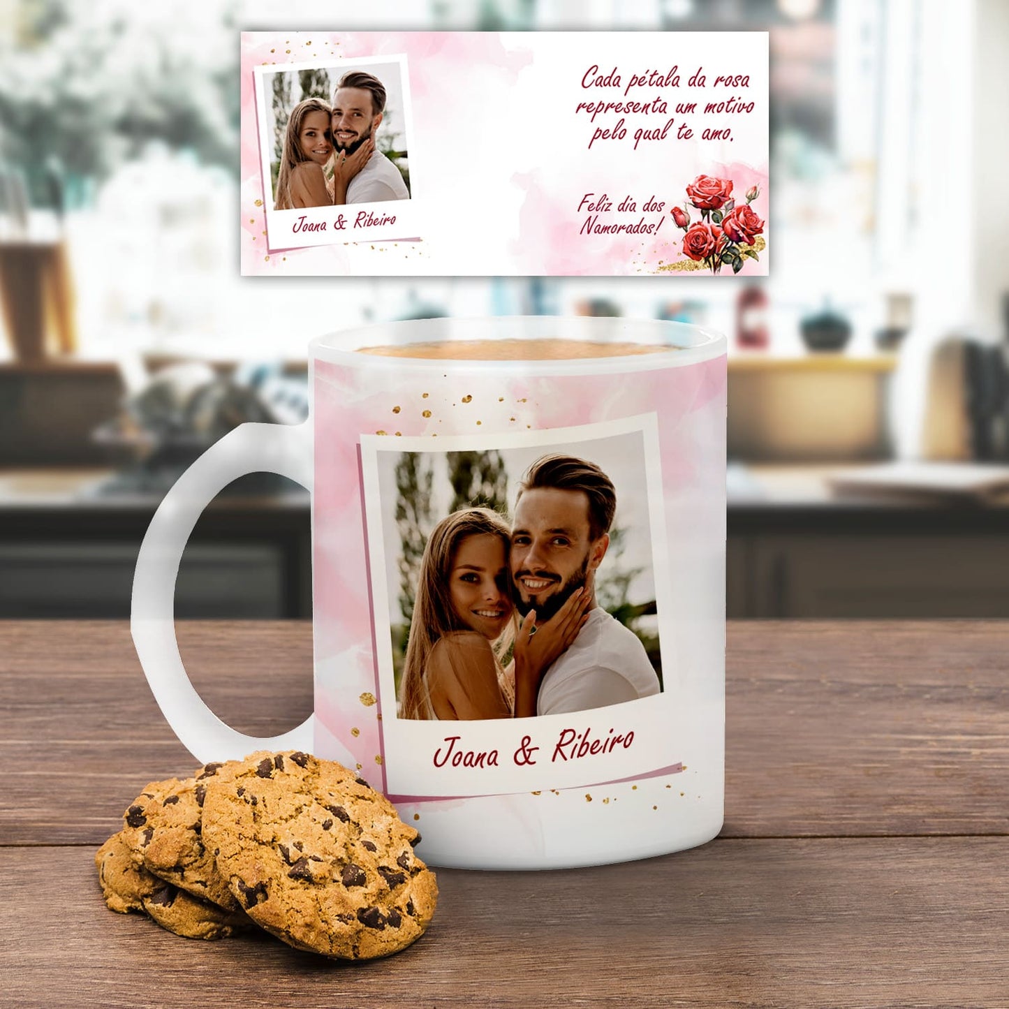 Caneca de vidro "Bouquet de Rosas"