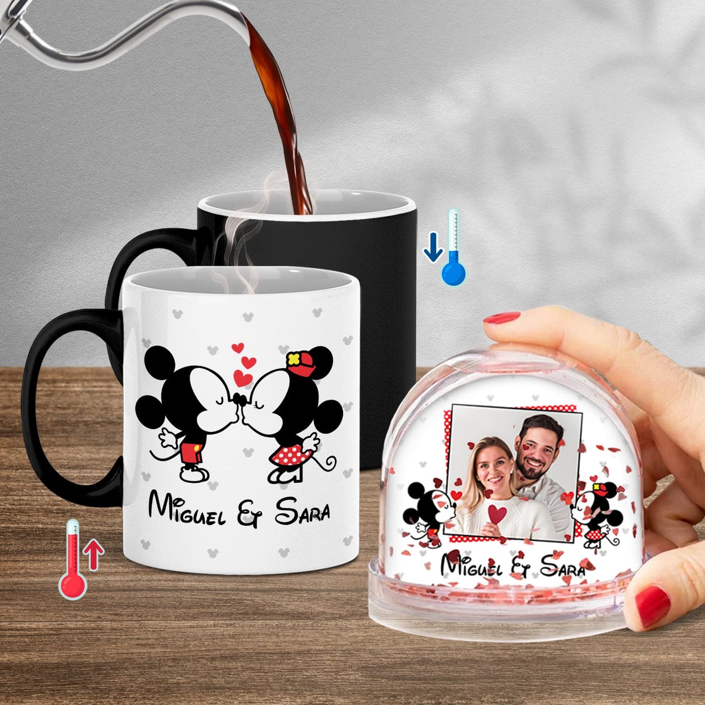 Caneca Mágica e/ou Globo Corações "Apaixonados"