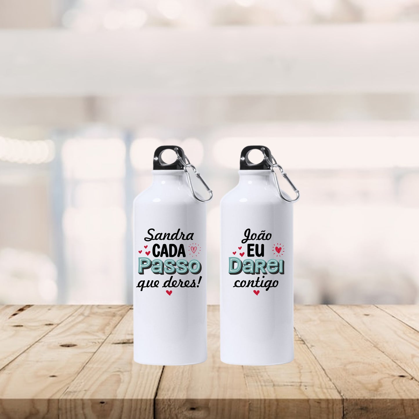 Conjunto 2 garrafas "Cada passo que deres eu darei contigo"