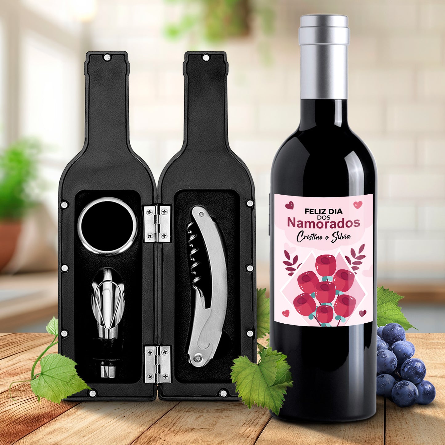 Kit de vinho "Feliz Dia dos Namorados"
