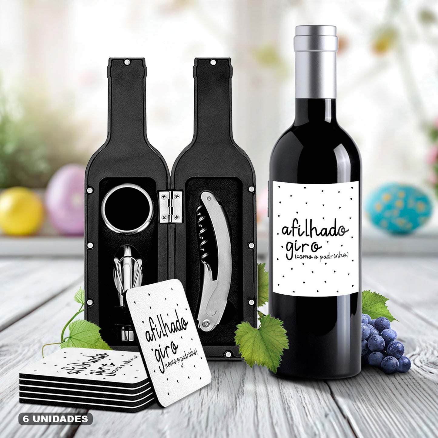 Kit de Vinho e/ou Bases de copos (6 unidades) "Giro(a)"