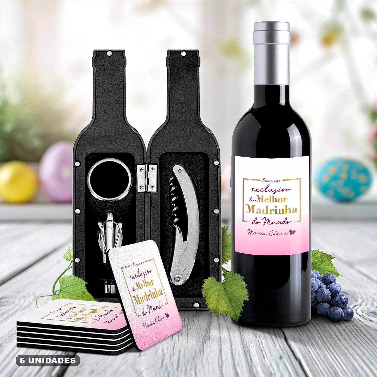 Kit de Vinho e/ou Bases de copos (6 unidades) "Para uso exclusivo"