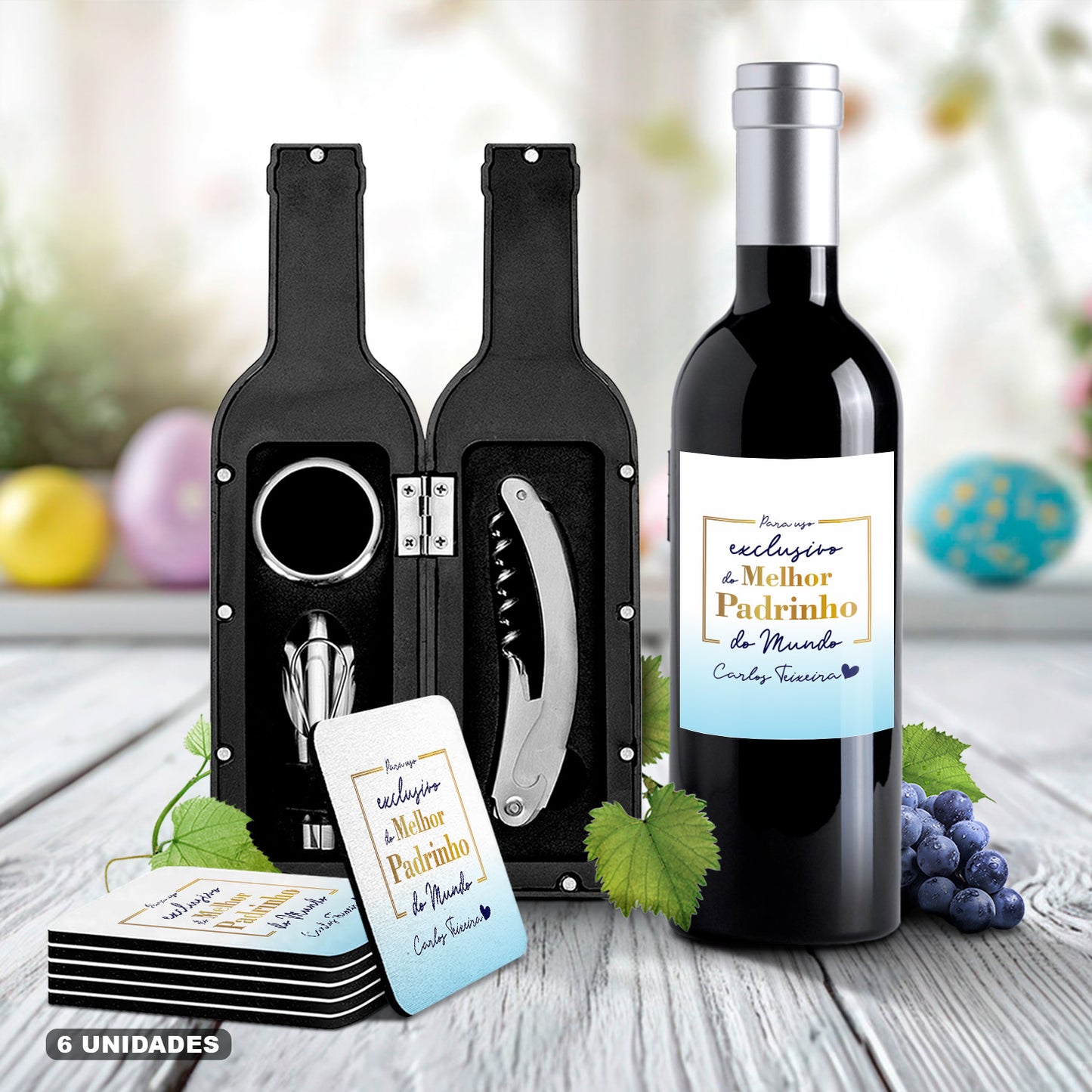 Kit de Vinho e/ou Bases de copos (6 unidades) "Para uso exclusivo"