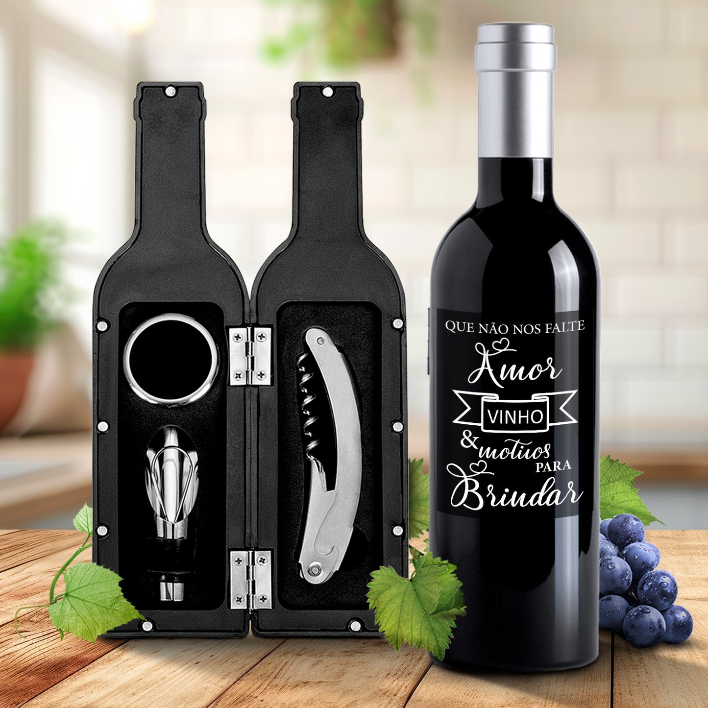 Kit de vinho "Motivos para Brindar"